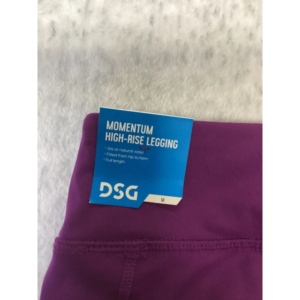 DSG Girls Momentum High-Rise Leggings Vibrant Violet Purple White Stripe‎ Size M